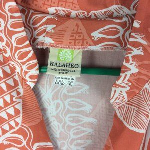 Kalaheo Men's Hawaiian Shirt Orange and White Sz 3XL